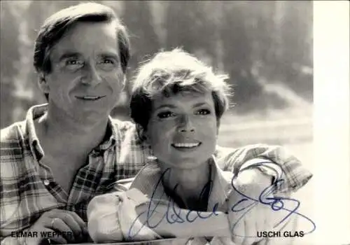 Ak Schauspieler Uschi Glas und Elmar Wepper, Portrait, Autogramme