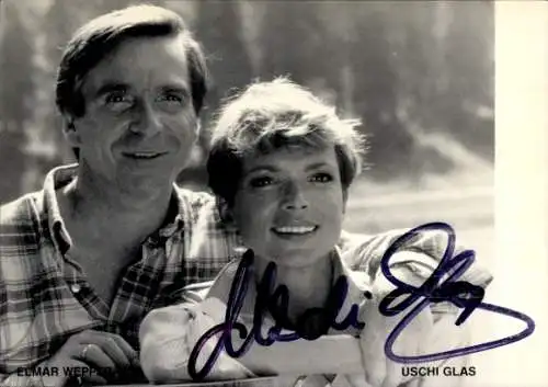 Ak Schauspieler Uschi Glas und Elmar Wepper, Portrait, Autogramme