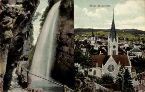 Ak Biel Bienne Kt. Bern, Taubenloch, Stadtansicht