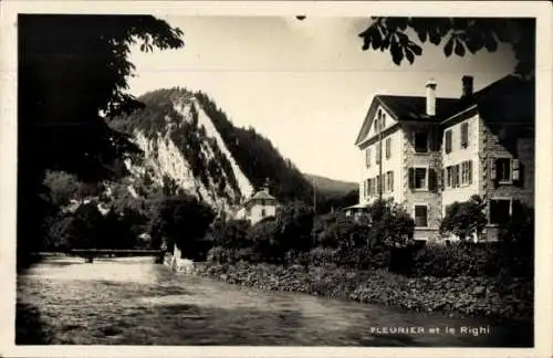 Ak Fleurier Val de Travers Kanton Neuenburg, Teilansicht mit Rigi