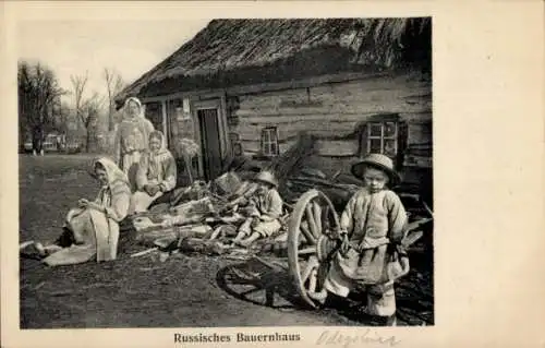 Ak Russland, Russisches Bauernhaus