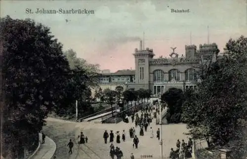 Ak St. Johann Saarbrücken im Saarland, Bahnhof