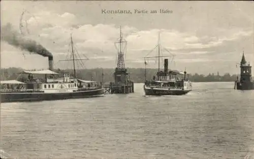 Ak Konstanz am Bodensee, Hafen, Dampfer