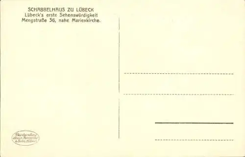 Ak Lübeck in Schleswig Holstein, Schabbelhaus, Mengstraße 36, Diele, Garten