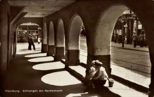 Ak Flensburg in Schleswig Holstein, Schrangen, Nordermarkt