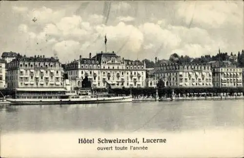 Ak Lucerne Luzern Stadt Schweiz, Hotel Schweizerhof, Salondampfer MS Uri