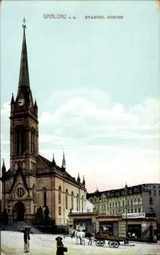 Ak Jablonec nad Nisou Gablonz an der Neiße Region Reichenberg, Evangelische Kirche