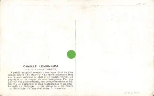 Ak Camille Lemonnier, Schriftsteller