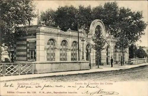 Ak Asnières sur Seine Hauts-de-Seine, Hundefriedhof, Eingangstor