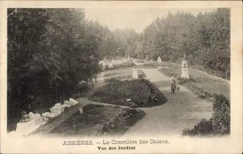 Ak Asnières sur Seine Hauts-de-Seine, Hundefriedhof, Gesamtansicht, Gartenanlagen