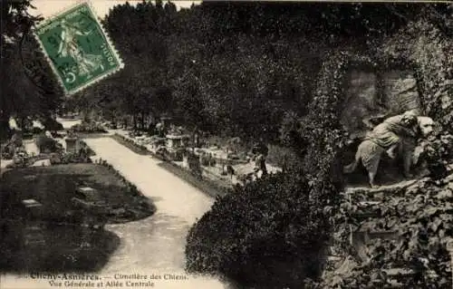 Ak Asnières sur Seine Hauts-de-Seine, Hundefriedhof, Monument de Barry, Gesamtansicht