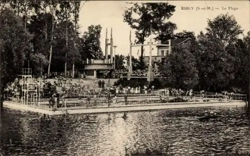 Ak Esbly Seine et Marne, La Plage