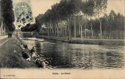 Ak Esbly Seine et Marne, Le Canal