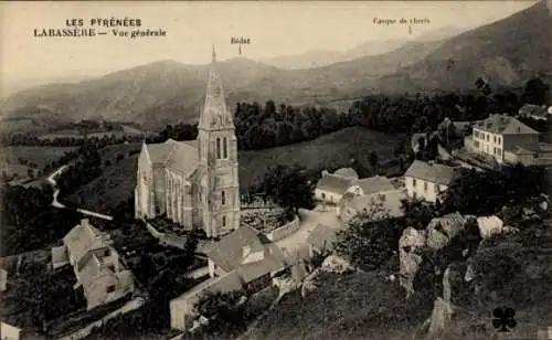 Ak Labassere Hautes-Pyrénées, Panorama, Kirche, Bedat, Casque