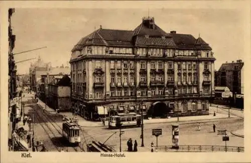 Ak Kiel, Hansa-Hotel, Straßenbahnen