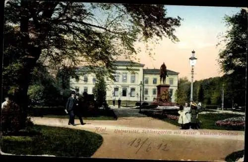 Ak Kiel in Schleswig Holstein, Universität, Schlossgarten, Kaiser Wilhelm Denkmal