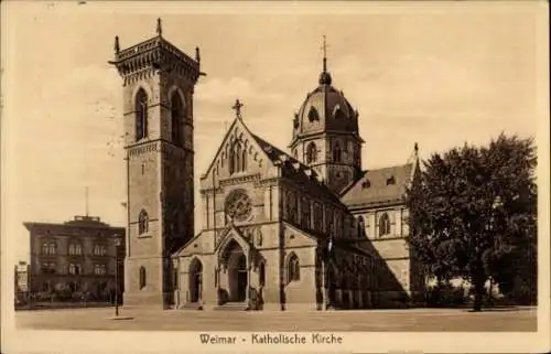 Ak Weimar in Thüringen, Blick auf katholische Kirche