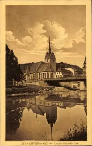 Ak Untermhaus Gera in Thüringen, Kirche, Brücke