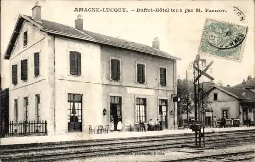 Ak Amagne Lucquy Ardennes, Buffet-Hotel unter der Leitung von Herrn Parizot