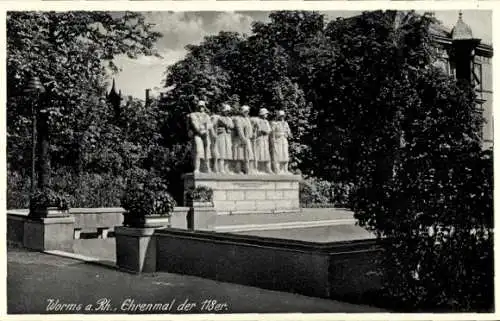 Ak Worms am Rhein, Ehrenmal der 118er