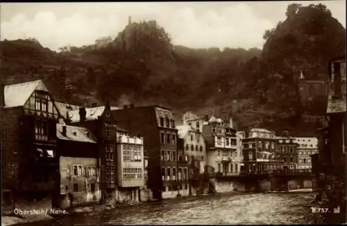 Ak Idar Oberstein an der Nahe, Teilansicht, Burg