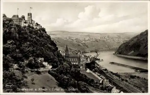 Ak Oberwesel am Rhein, Totalansicht, Schönburg