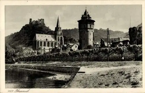 Ak Oberwesel am Rhein, Teilansicht, Kirche, Turm