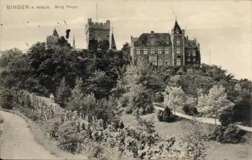 Ak Bingen am Rhein, Burg Klopp