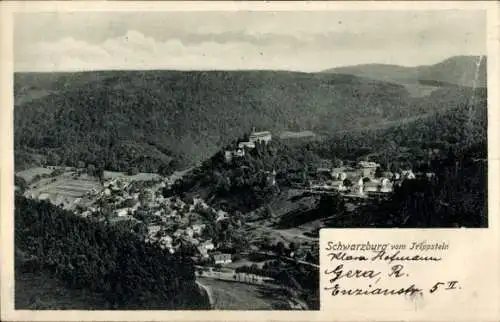 Ak Schwarzburg in Thüringen, Totalansicht, Blick vom Trippstein