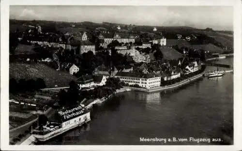 Ak Meersburg am Bodensee Baden Württemberg, Restaurant Fährhaus, Fliegeraufnahme