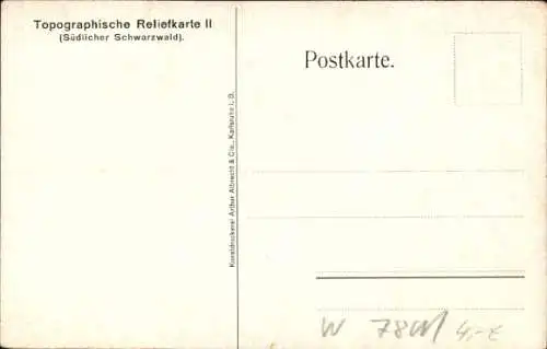 Ak Freiburg im Breisgau, Topographische Reliefkarte II., Südlicher Schwarzwald