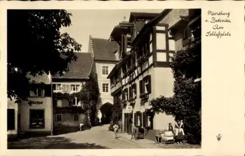 Ak Meersburg im Bodenseekreis Baden Württemberg,Schloßplatz, Geschäft Marschall