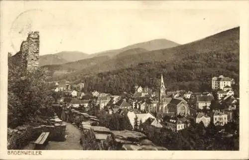 Ak Badenweiler im Schwarzwald, Gesamtansicht, Ruine, Kirche