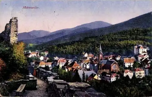 Ak Badenweiler im Schwarzwald, Gesamtansicht, Ruine, Kirche