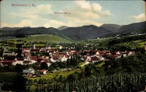 Ak Müllheim in Baden Markgräflerland, Panorama, Belchen 1415m