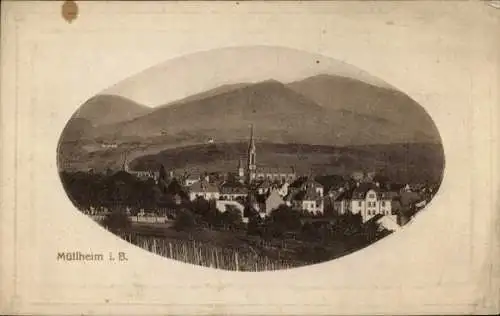 Ak Müllheim in Baden Markgräflerland, Gesamtansicht, Kirche