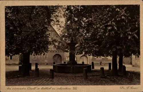 Ak Zwingenberg an der Bergstraße in Hessen, Brunnen, Am lieblichen Quell so lieblich zu schwätzen