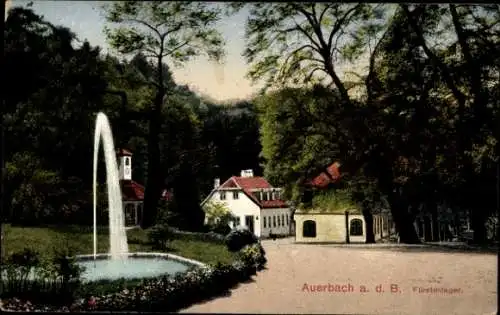 Ak Auerbach Bensheim an der Bergstraße Hessen, Springbrunnen, Fürstenlager