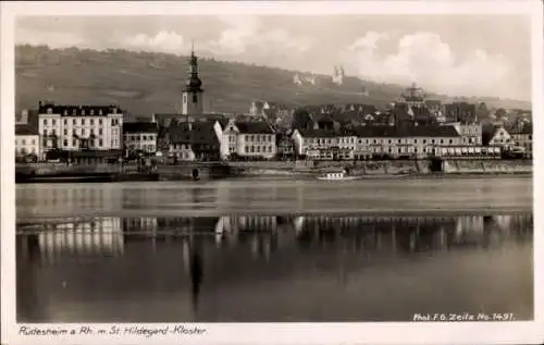 Ak Rüdesheim am Rhein, Teilansicht, St. Hildegard Kloster