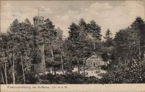 Ak Baden Baden am Schwarzwald, Fremersberg, Turm, Gebäude