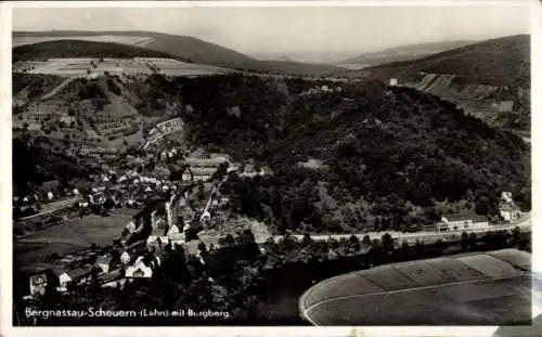 Ak Bergnassau Scheuern Nassau an der Lahn, Panorama, Luftbild, Burgberg