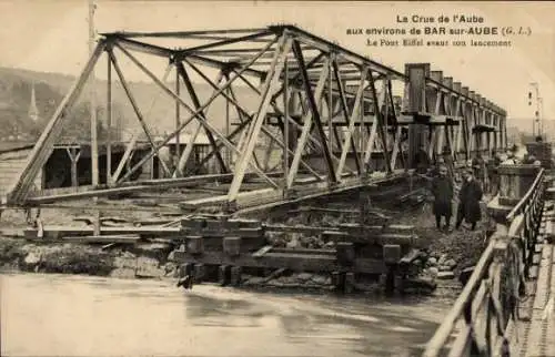 Ak Bar-sur-Aube, La Crue de l’Aube, Pont Eiffel vor seiner Eröffnung