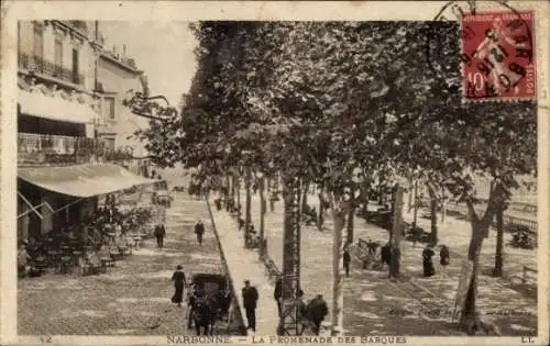 Ak Narbonne-Aude, La Promenade des Barques