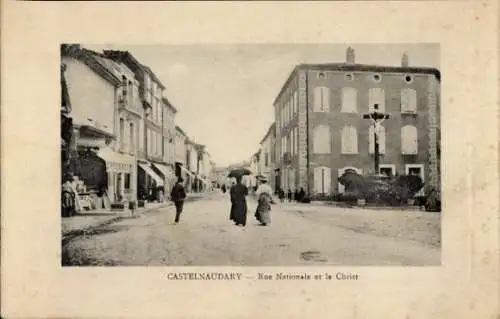 Ak Castelnaudary-Aude, Rue Nationale und Christ