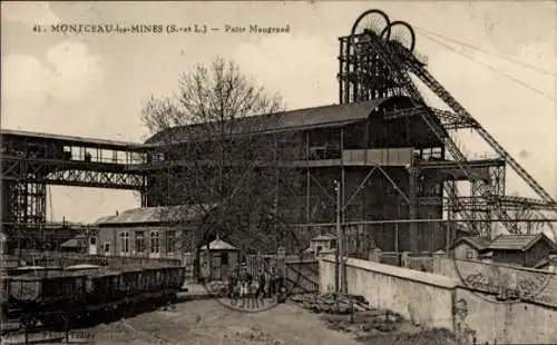 Ak Moniceau les Mines Saône et Loire, Kohlebergwerk, Puits Maugrand