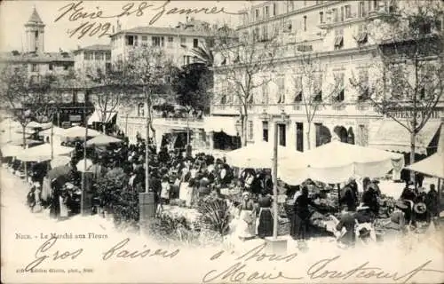 Ak Nizza Nizza Alpes Maritimes, Der Blumenmarkt, Blumenmarkt