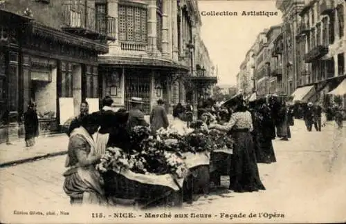 Ak Nizza Nizza Alpes Maritimes, Blumenmarkt, Fassade der Oper