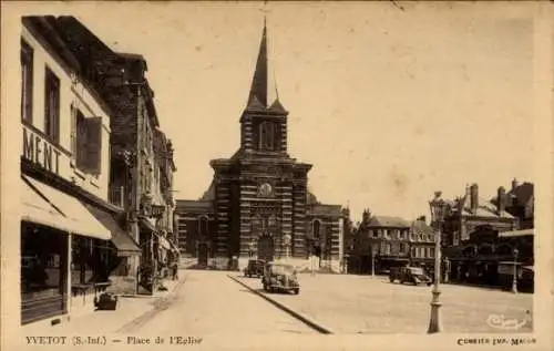 Ak Yvetot Seine Maritime, Place de l’Eglise