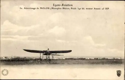 Ak Lyon-Aviation, Molon-Landung, Bleriot-Eindecker