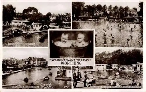 Ak Worthing West Sussex England, Kinder beim Baden